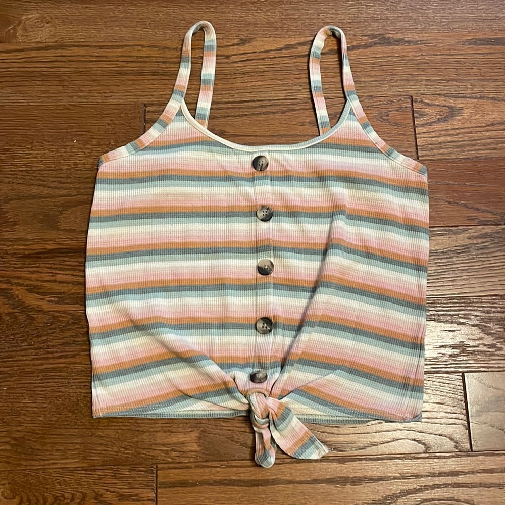 American Eagle striped front tie tank top